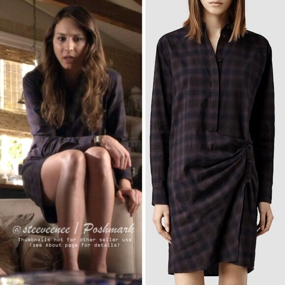 AllSaints Irma Plaid Shirt Dress ASO Spencer Hastings - Picture 2 of 12